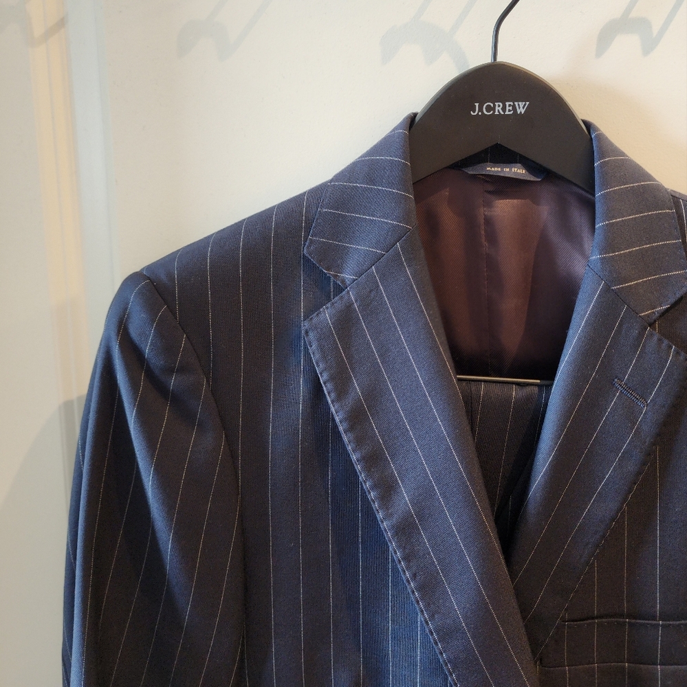 Brooks Brothers 1818 Regent 3 Piece Suit Navy Wool Pinstripe Size 40S Italy